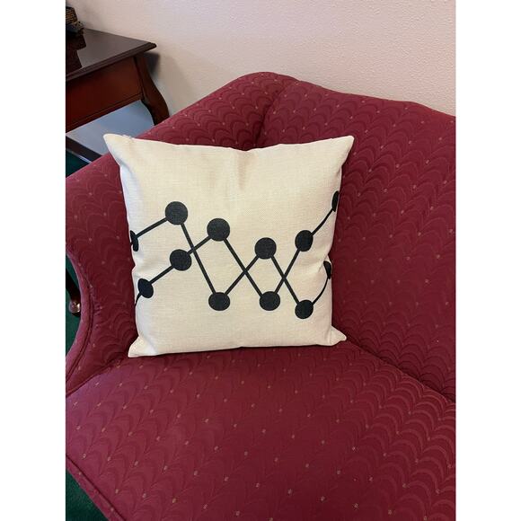 70s Art Deco vibe on geometric linen accent throw pillow cover NEW 18" x 18" - Picture 2 of 10